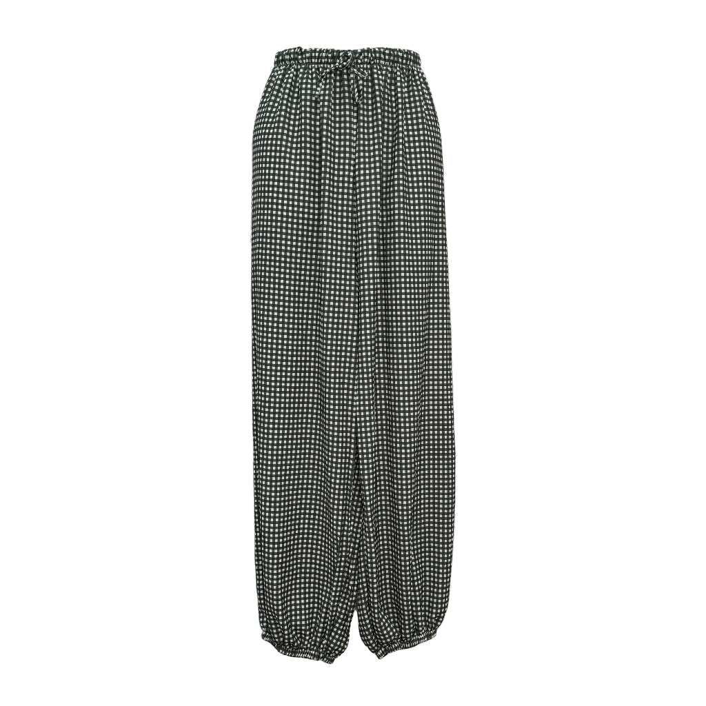 Pantalón Kora de Viscosa con Estampado Vichy y Cintura Elástica