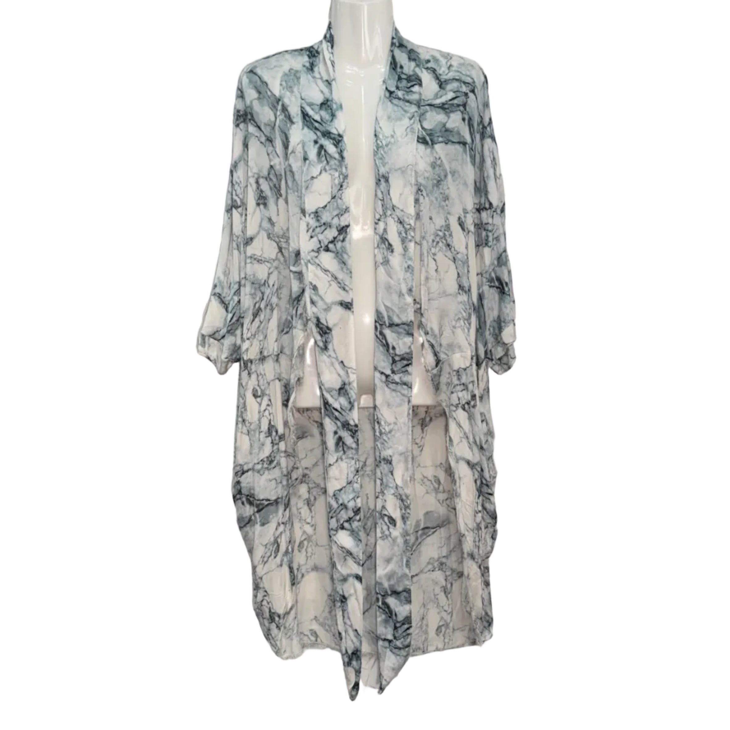 Kimono Corto Tormenta de Gasa con Estampado  Efecto Mármol