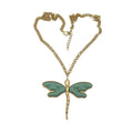 Collar libélula esmalte verde turquesa metal dorado cadena rolo mujer Angara Moda