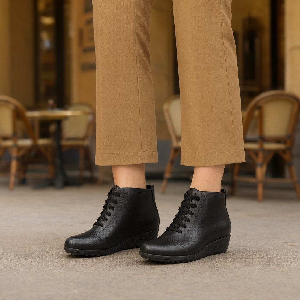 Botin señora piel con una modelo para mujer Angara Moda