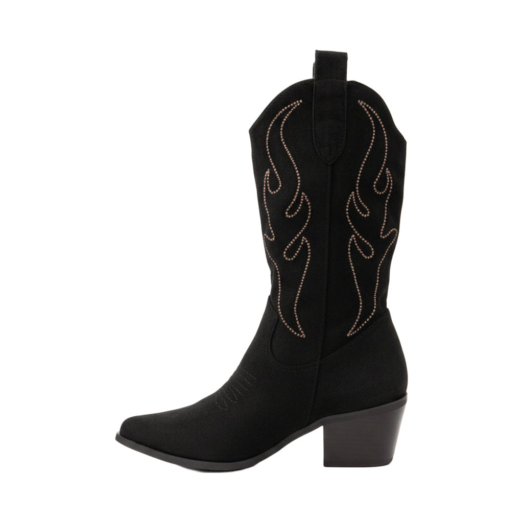 Bota media caña campera sobre fondo blanco, vista interior para mujer Angara Moda