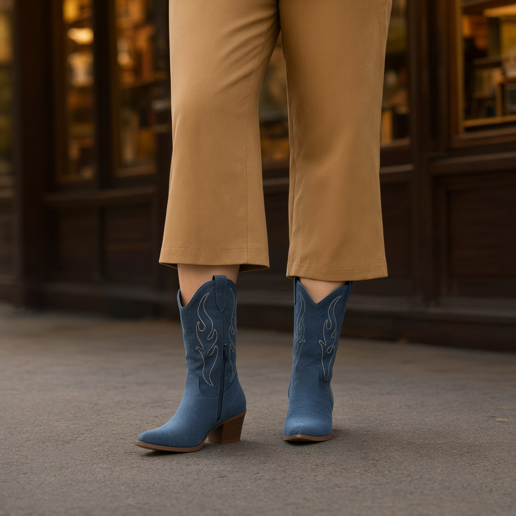 Bota media caña campera con una modelo para mujer Angara Moda