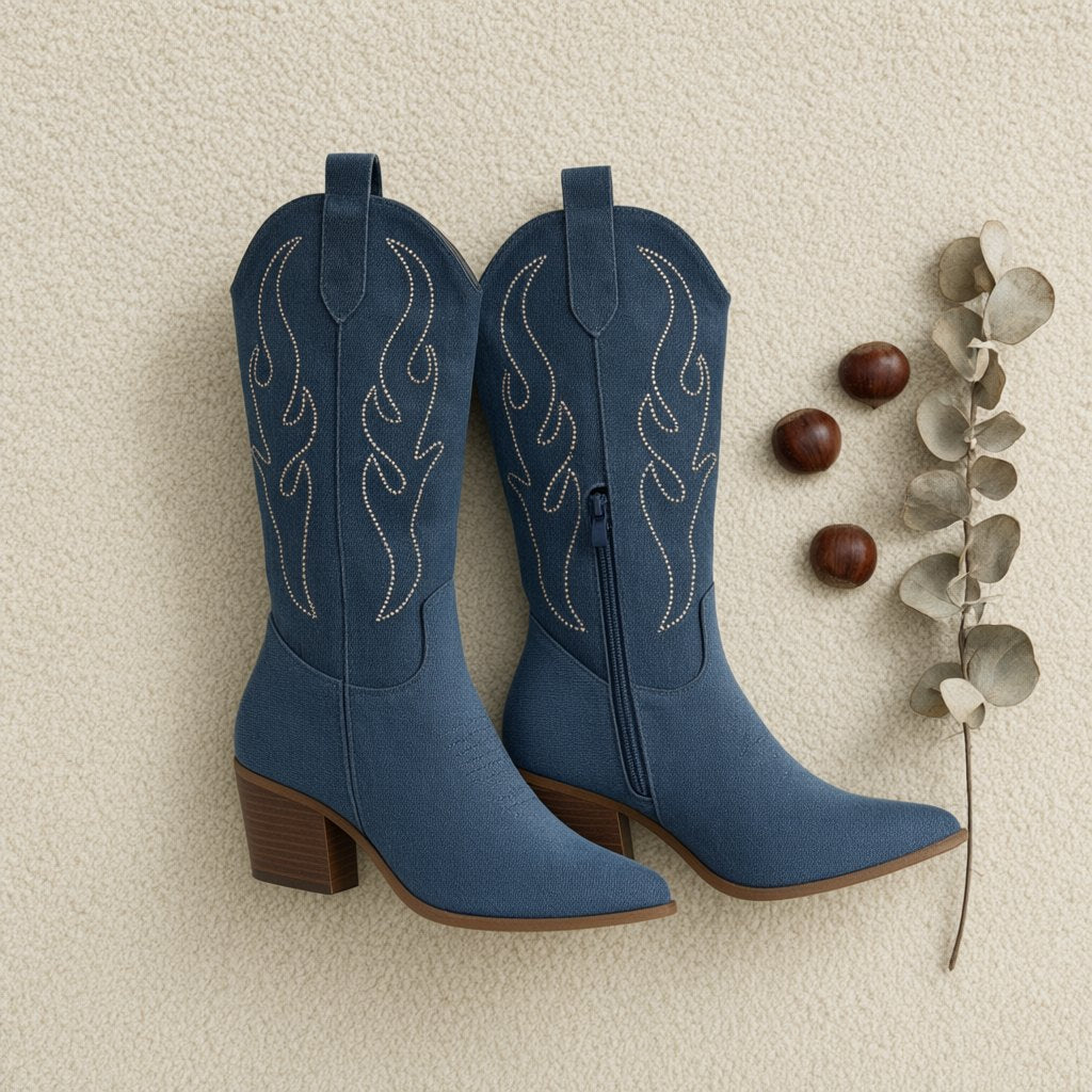 Bota media caña campera desde arriba para mujer Angara Moda