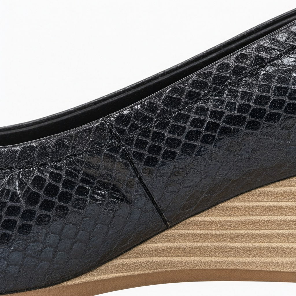 Detalle de Zapato cuña señora piel para mujer Angara Moda