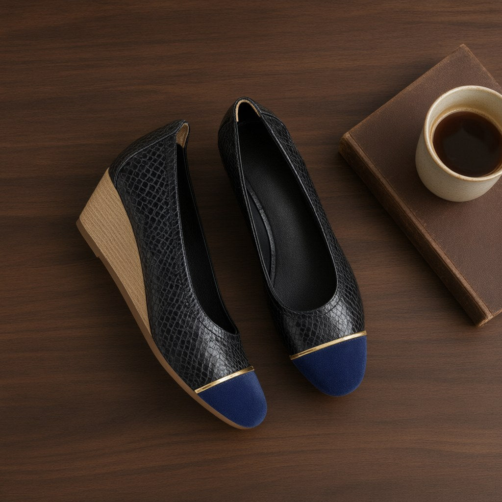 Zapato cuña señora piel desde arriba para mujer Angara Moda