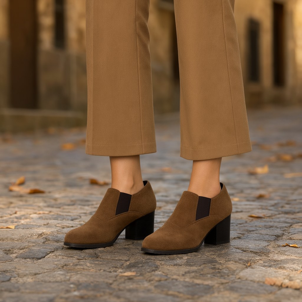Zapato tacon señora serraje con una modelo para mujer Angara Moda