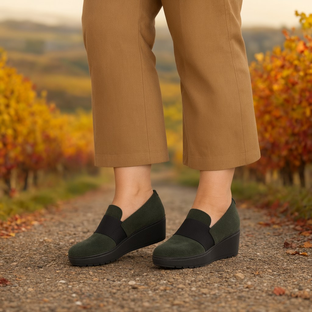 Zapato cuña plataforma con una modelo para mujer Angara Moda