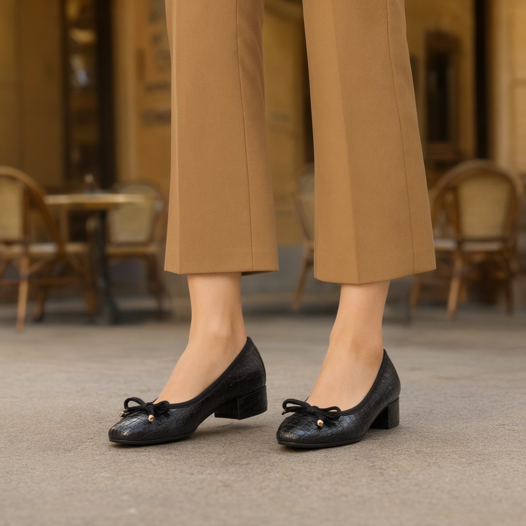 Manoletinas con tacon con una modelo para mujer Angara Moda