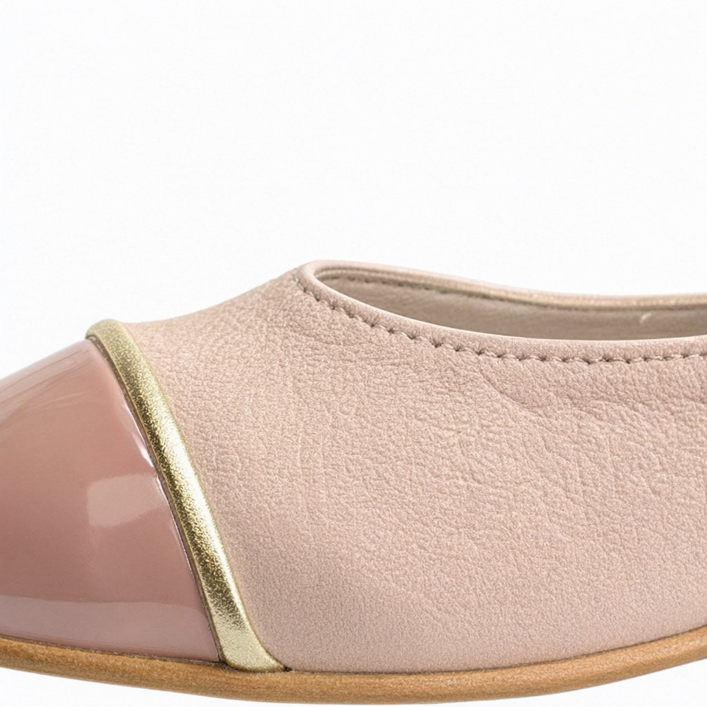 Detalle de Manoletinas con tacon rosa para mujer Angara Moda