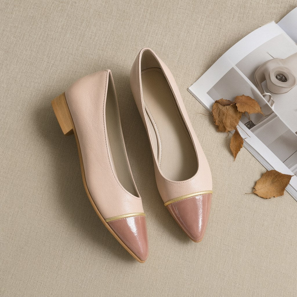 Manoletinas con tacon rosa desde arriba para mujer Angara Moda