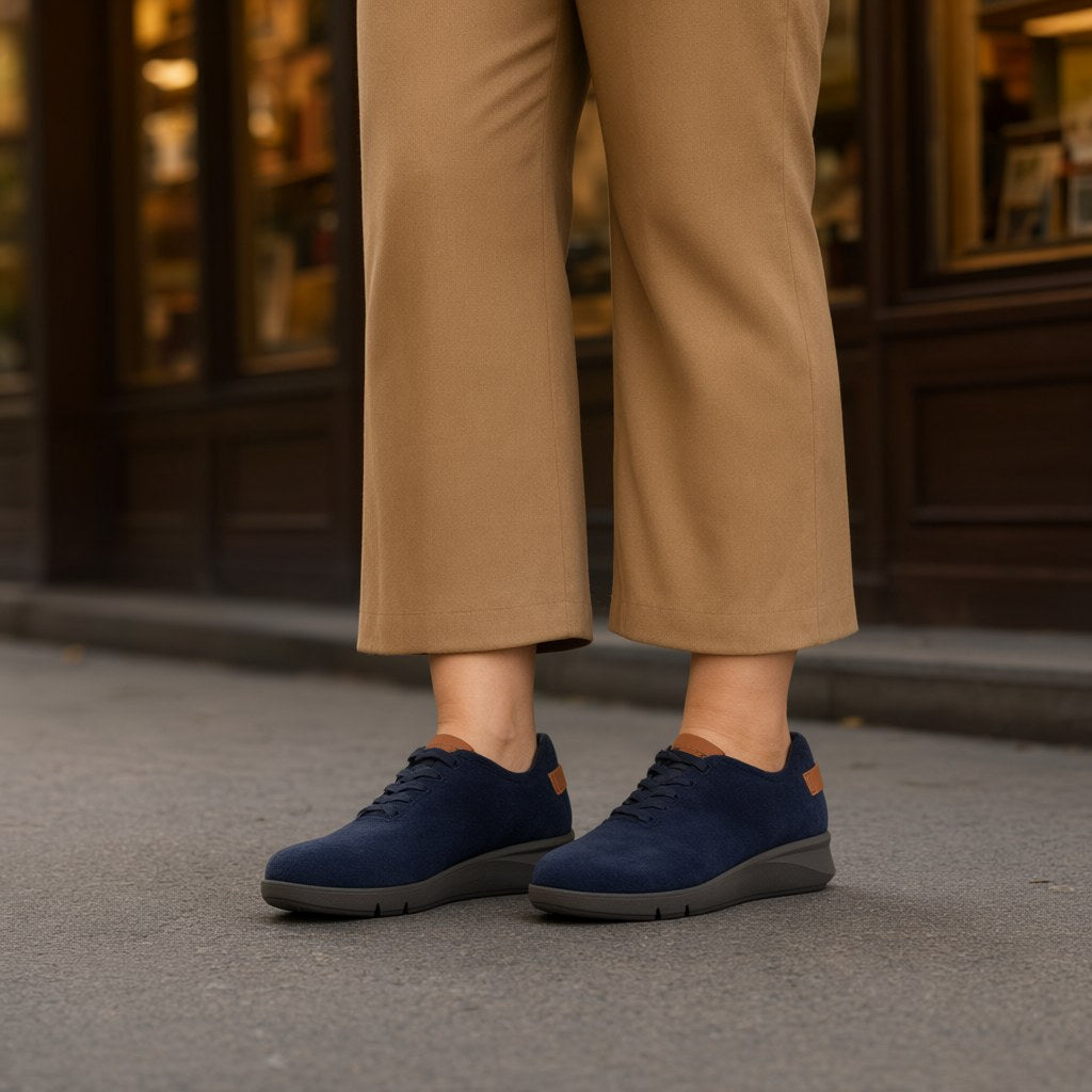Deportivas cuña serraje con una modelo para mujer Angara Moda