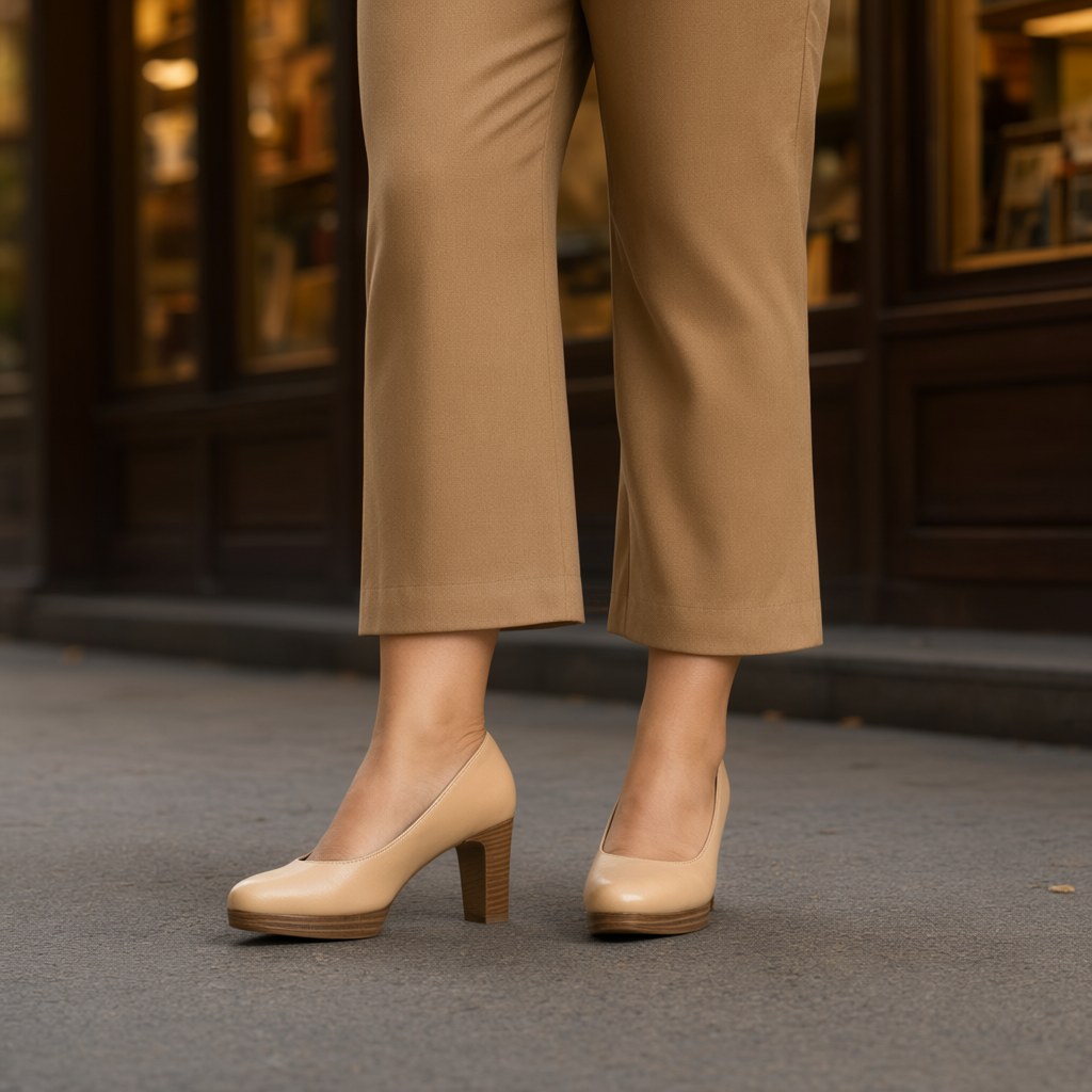 Zapato vestir tacon piel con una modelo para mujer Angara Moda