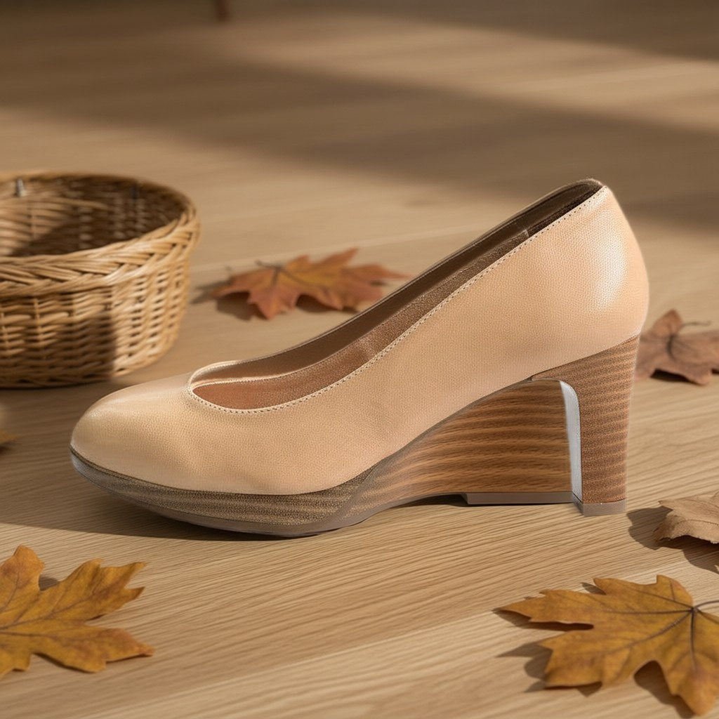 Zapato vestir tacon piel sobre una superficie para mujer Angara Moda