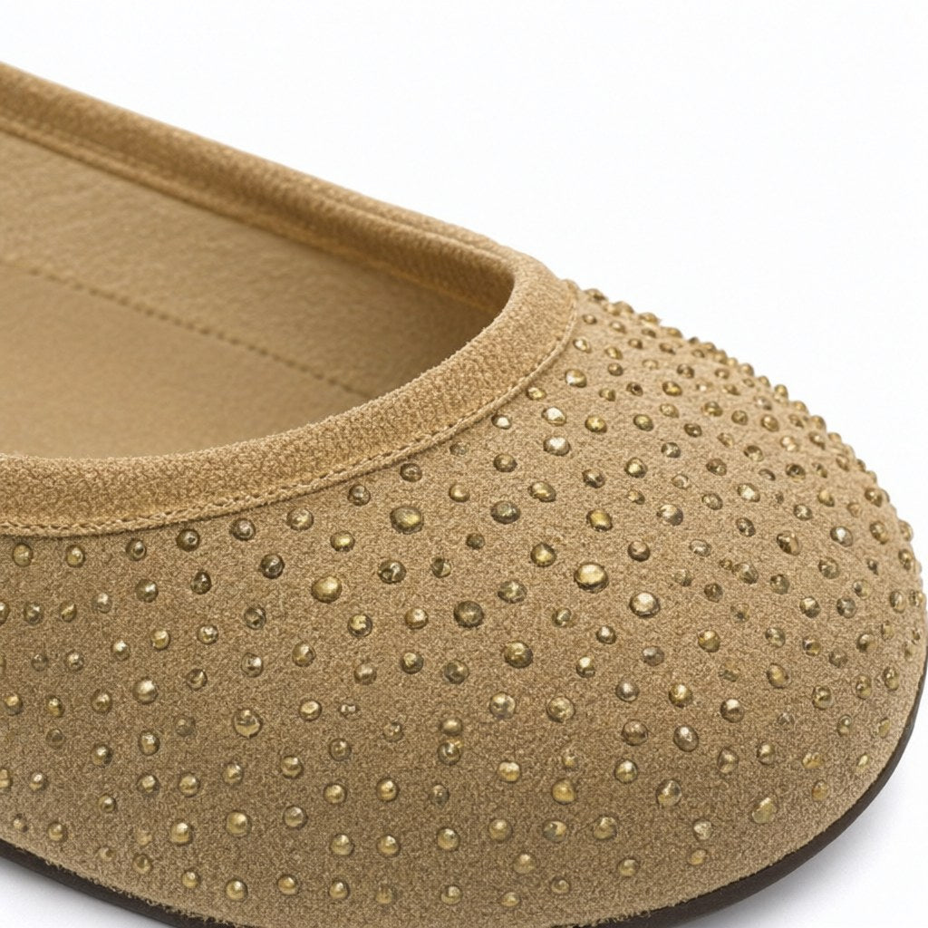 Detalle de Manoletinas brillo tacon bajo para mujer Angara Moda