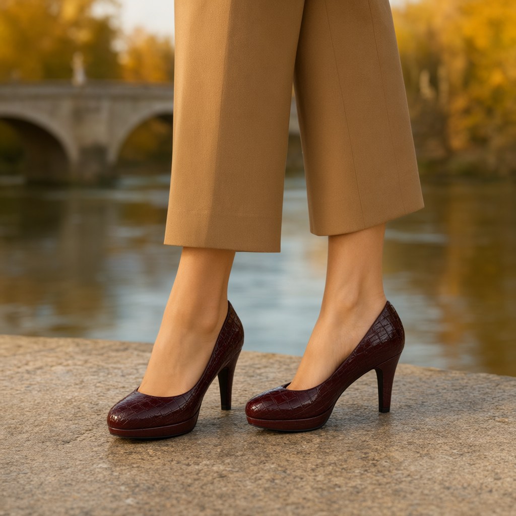 Zapato tacon charol con una modelo para mujer Angara Moda