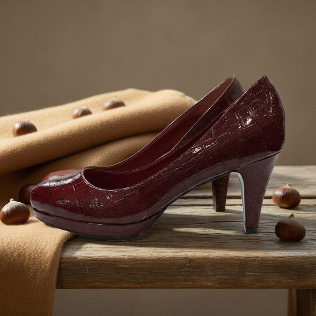 Zapato tacon charol sobre una superficie para mujer Angara Moda