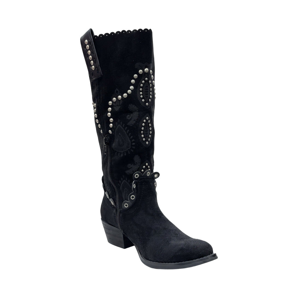Bota boho sobre fondo blanco, vista trasera para mujer Angara Moda