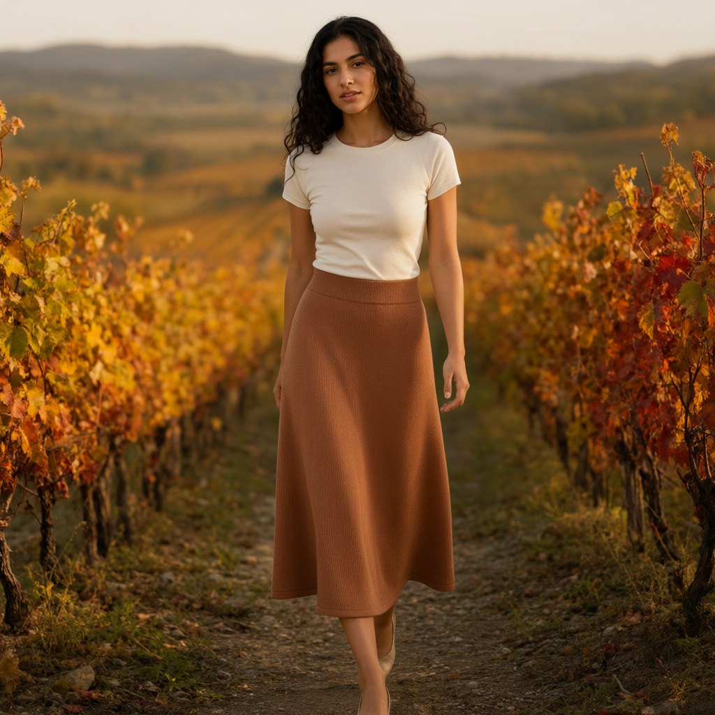 Falda midi piluca con una modelo para mujer Angara Moda