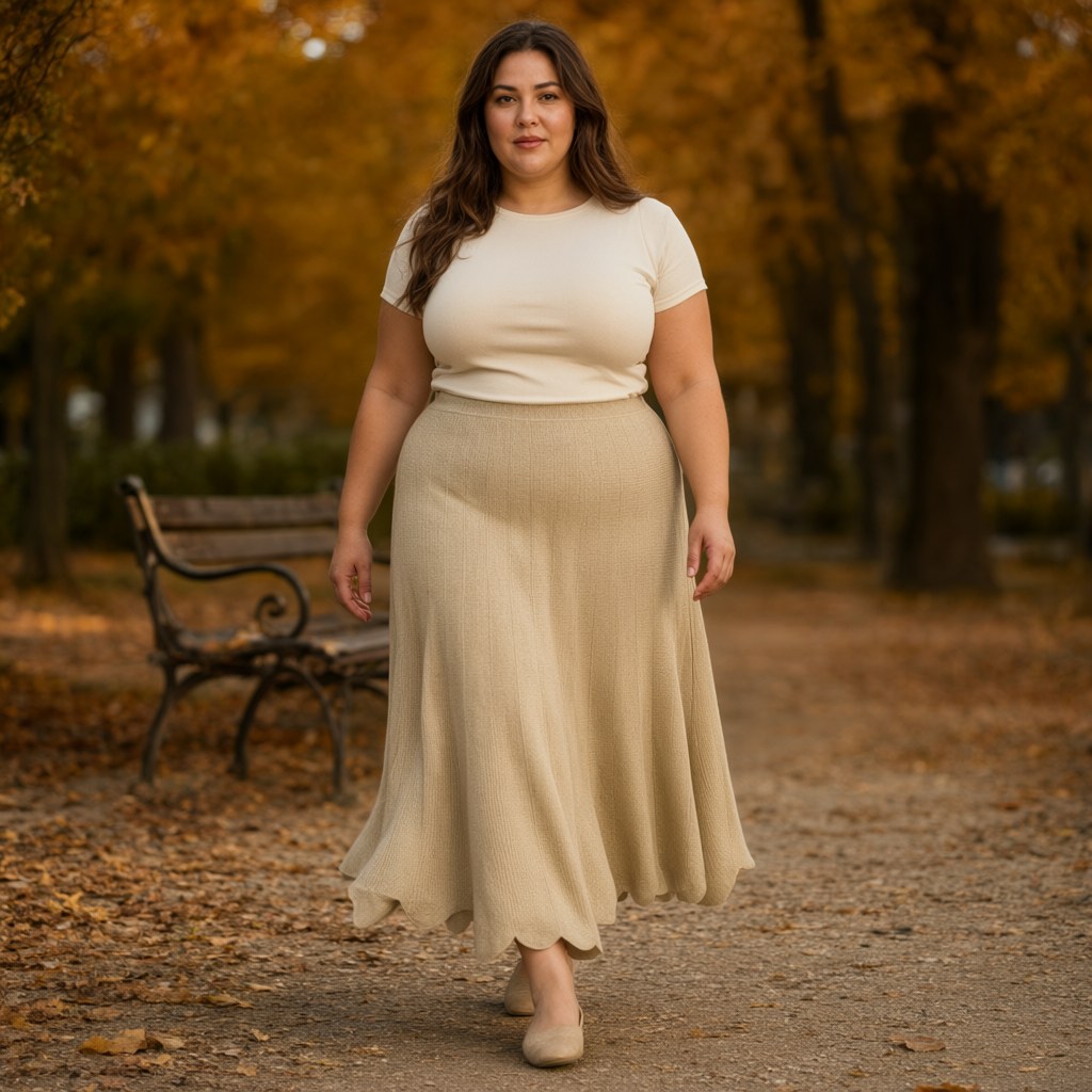 Falda corta campanilla con una modelo para mujer Angara Moda