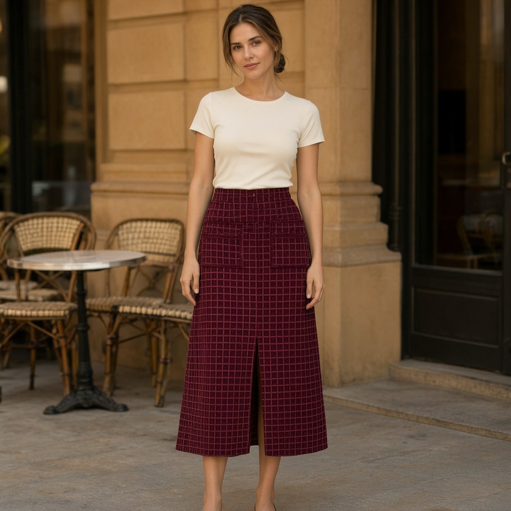 Falda midi cathy con una modelo para mujer Angara Moda