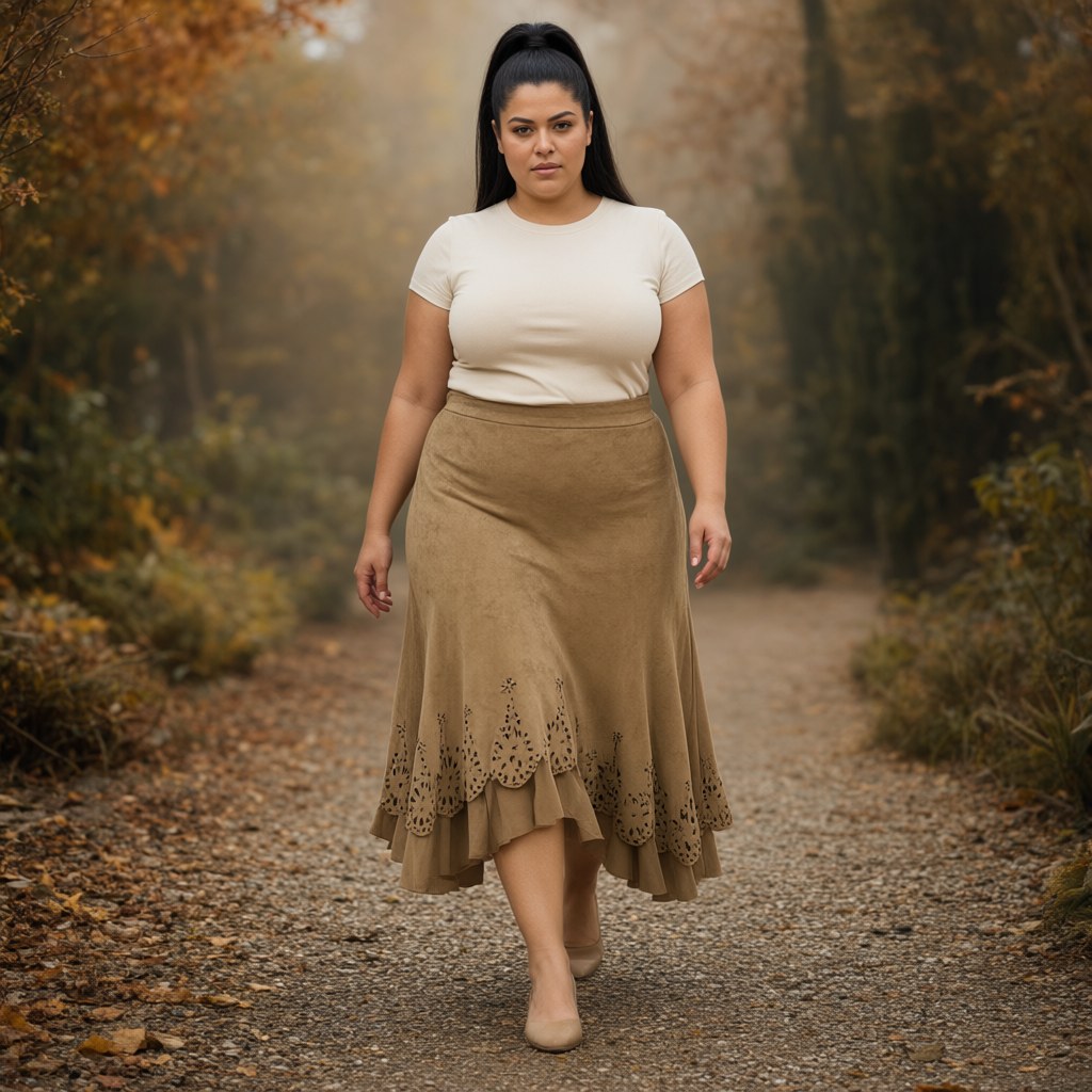 Falda midi suecia con una modelo para mujer Angara Moda