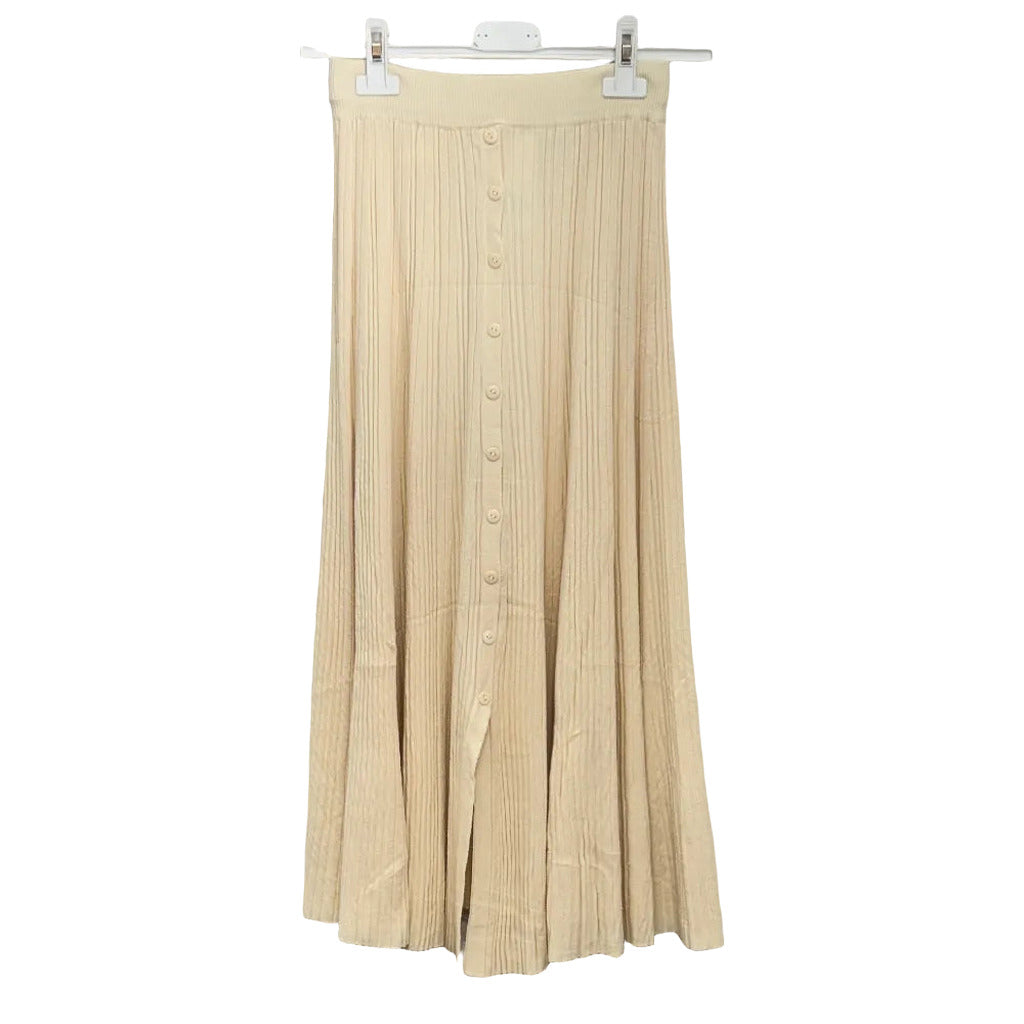 Falda larga elisa en color Beige sobre fondo blanco para mujer Angara Moda