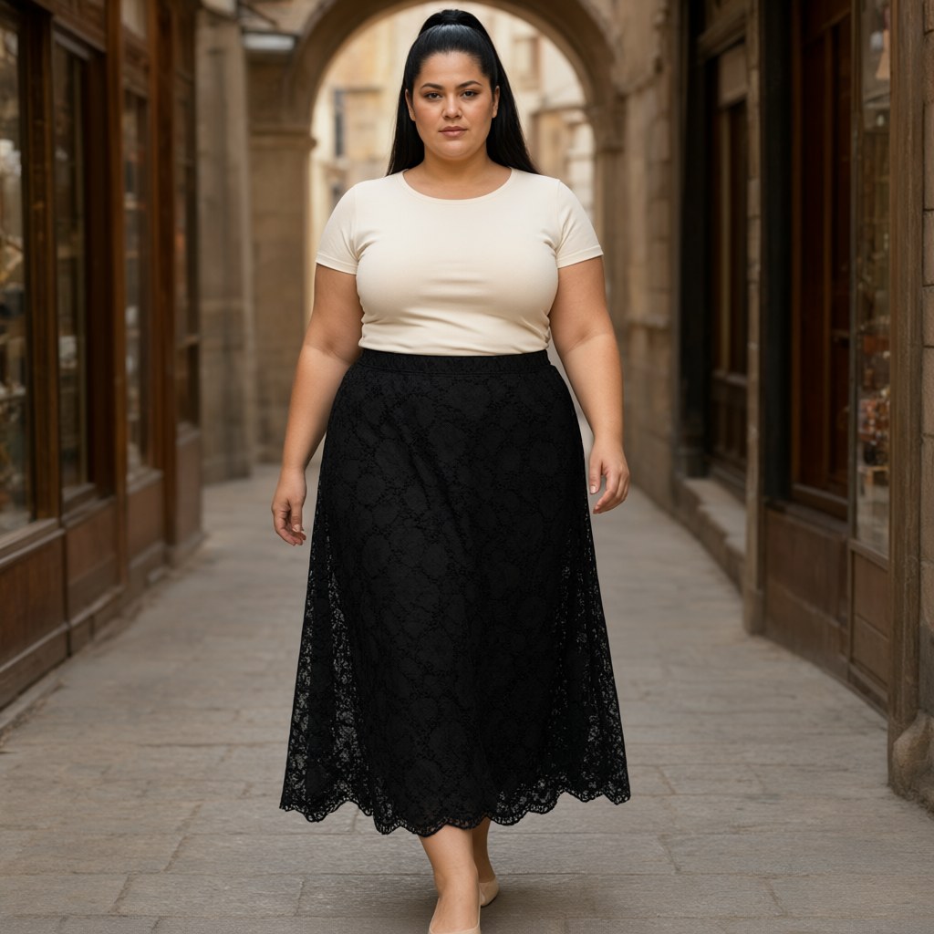 Falda midi varadero con una modelo para mujer Angara Moda