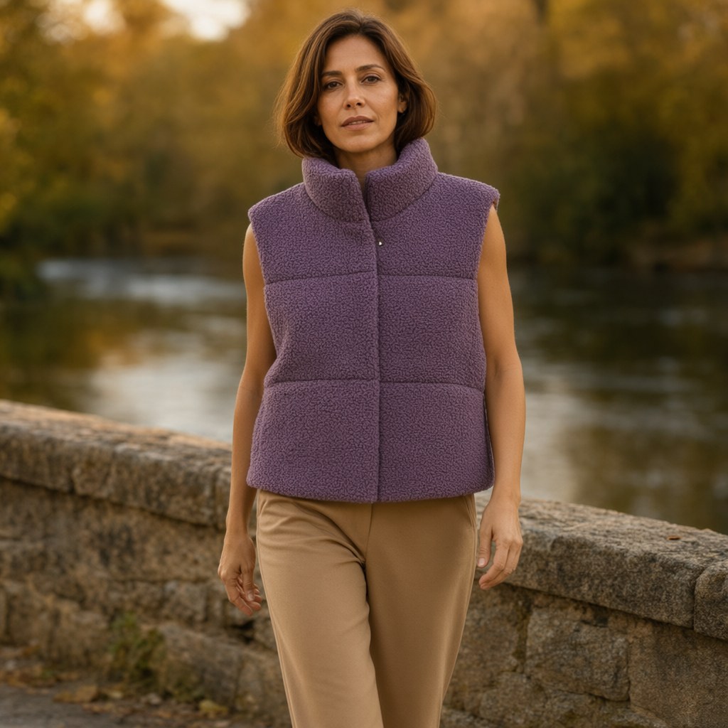 Chaleco Thandi con una modelo para mujer Angara Moda
