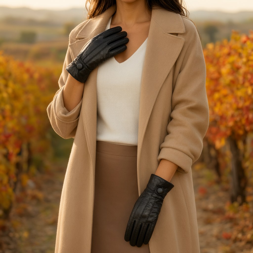 Guantes Tatende con una modelo para mujer Angara Moda