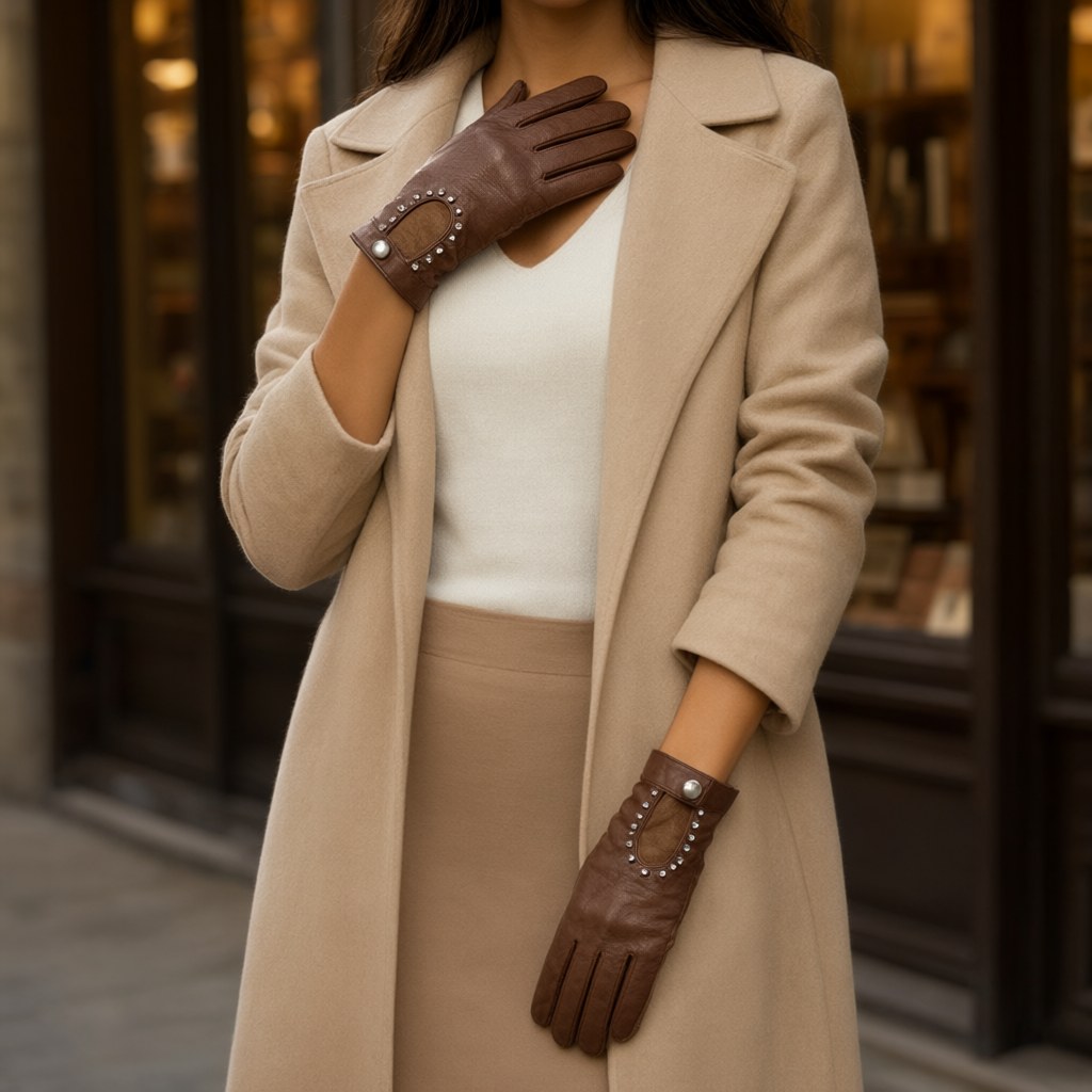 Guantes selam con una modelo para mujer Angara Moda
