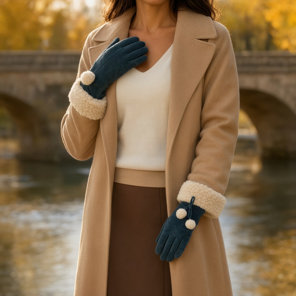 Guantes Makeda con una modelo para mujer Angara Moda