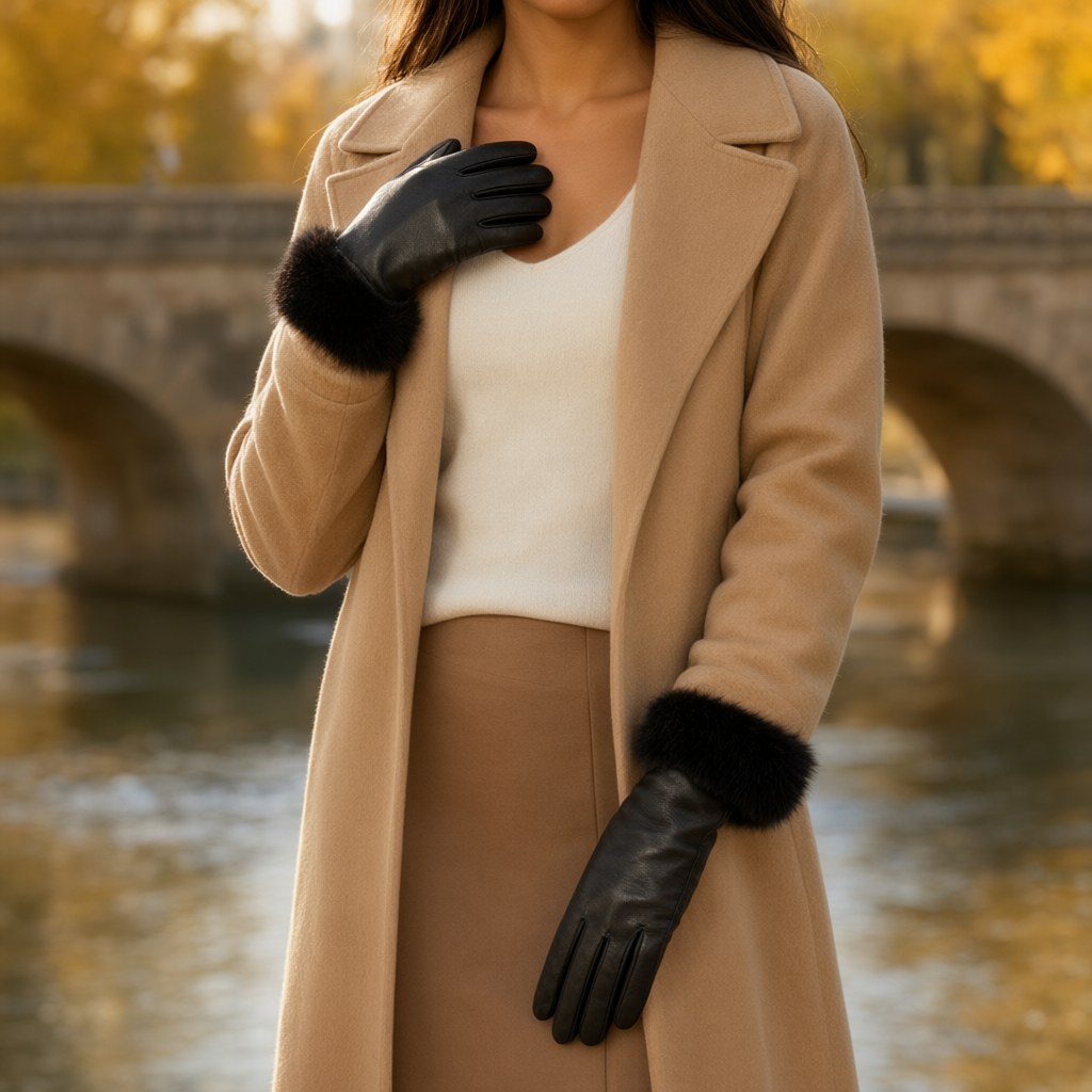 Guantes Anesu con una modelo para mujer Angara Moda