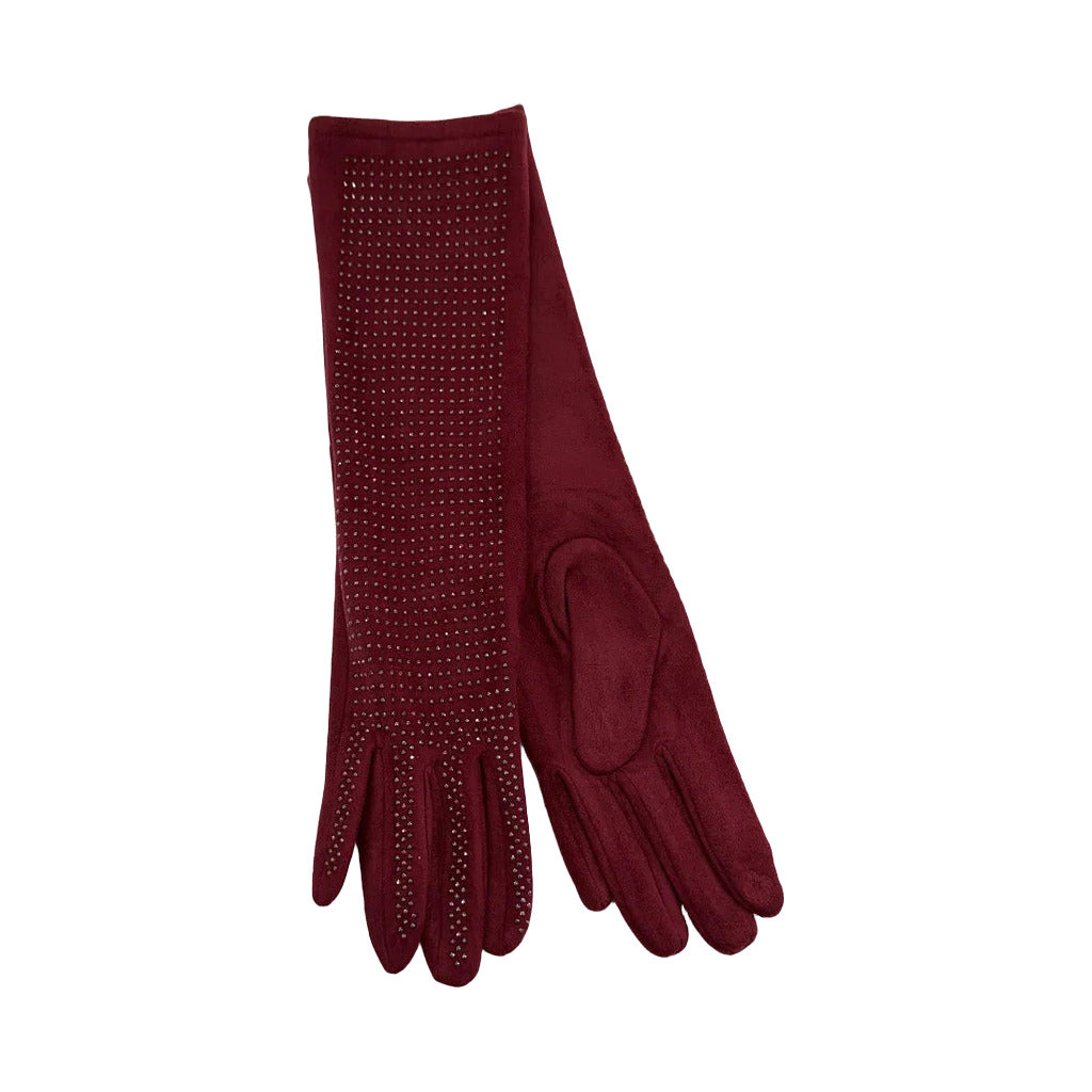 Guantes Temi en color Vino claro sobre fondo blanco para mujer Angara Moda