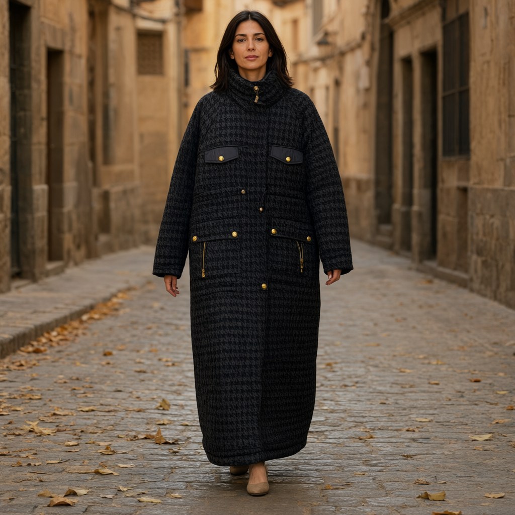 Abrigo Josephie con una modelo para mujer Angara Moda
