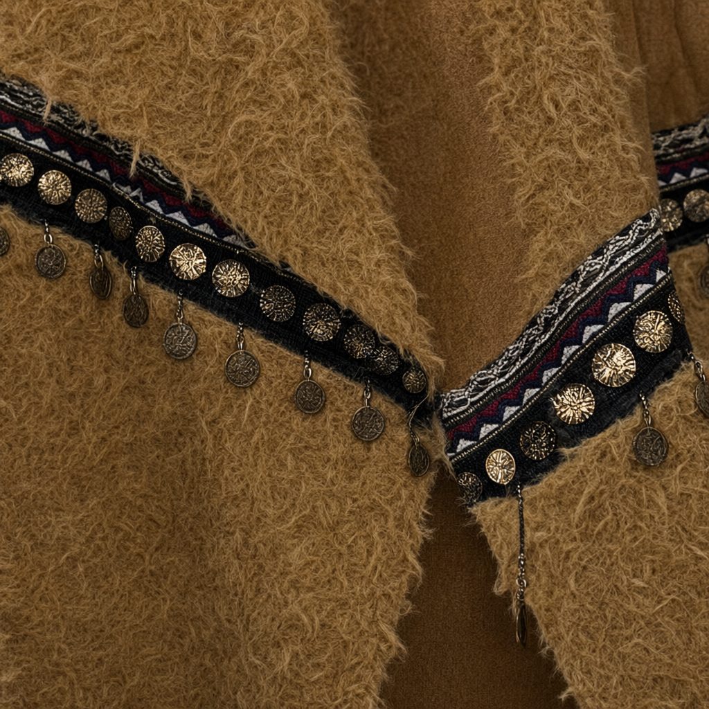 Detalle del tejido de Abrigo Iris para mujer Angara Moda