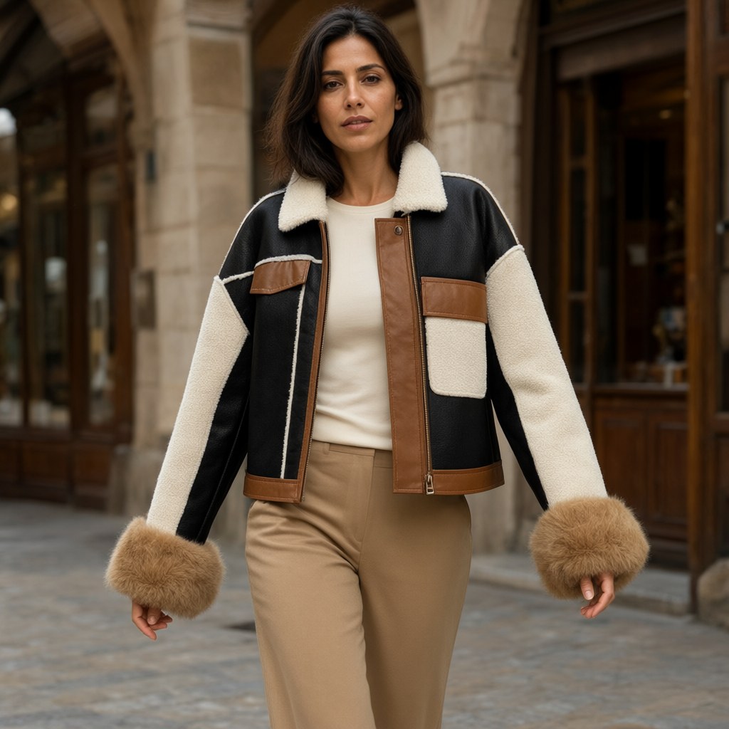 Abrigo Line con una modelo para mujer Angara Moda