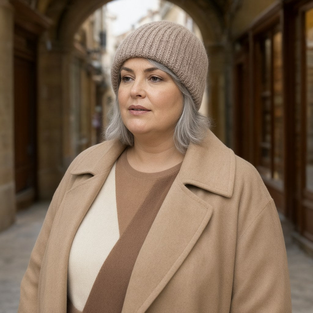 Gorro Camille con una modelo para mujer Angara Moda