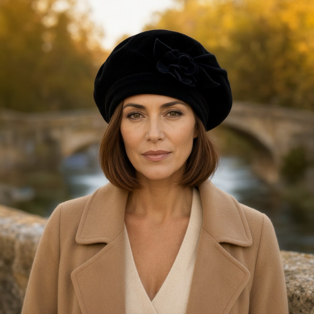 Gorro Armelle con una modelo para mujer Angara Moda