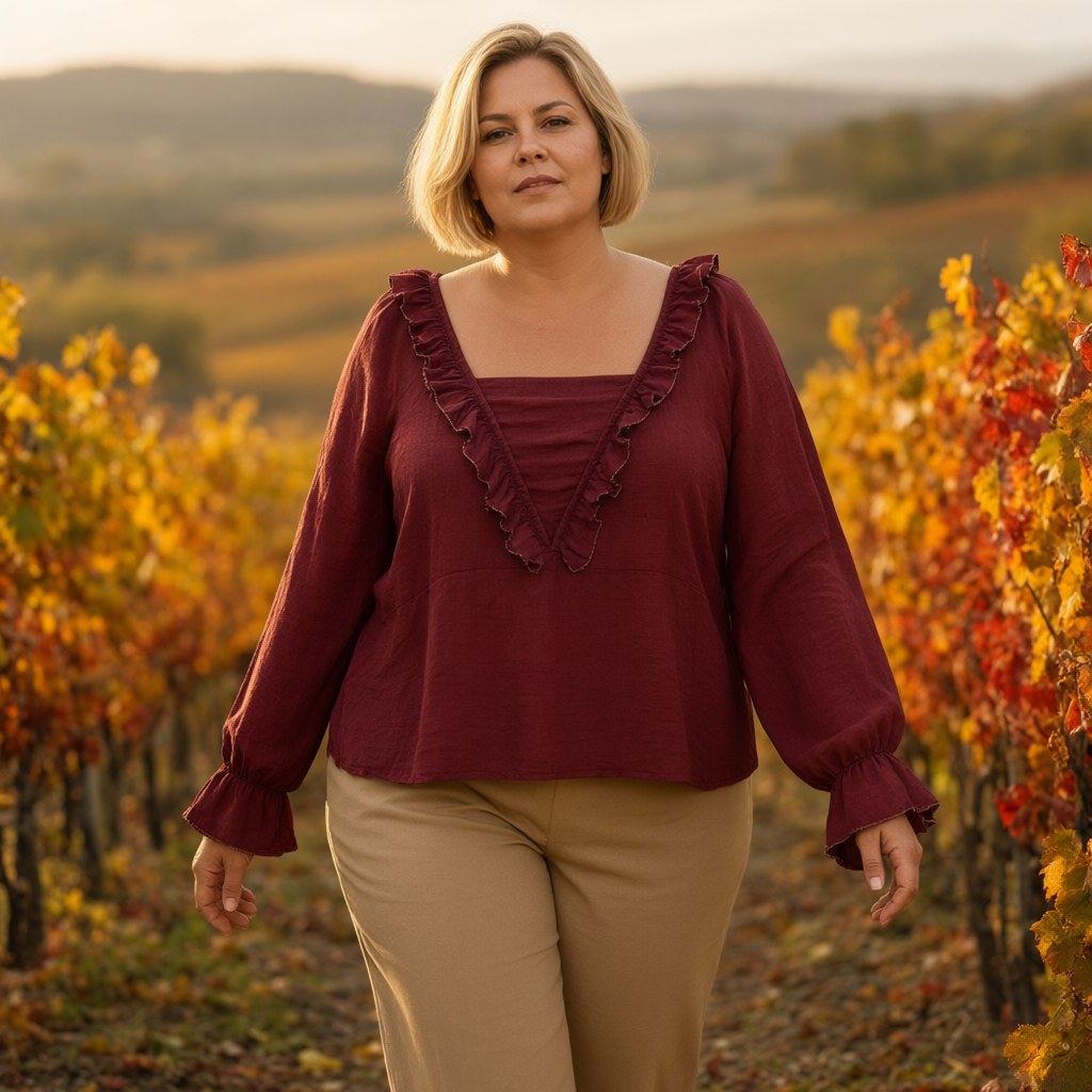 Blusa Zafiro con una modelo para mujer Angara Moda