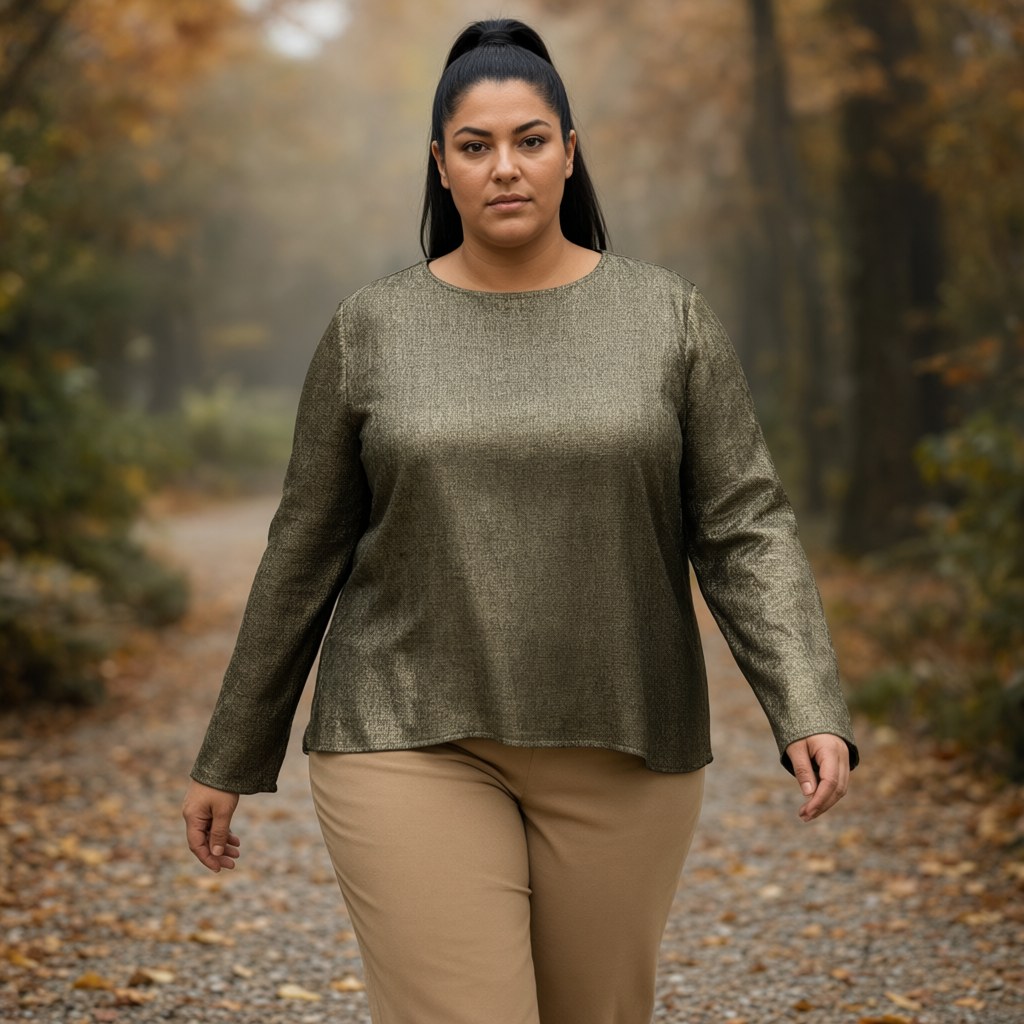 Blusa aguamarina con una modelo para mujer Angara Moda