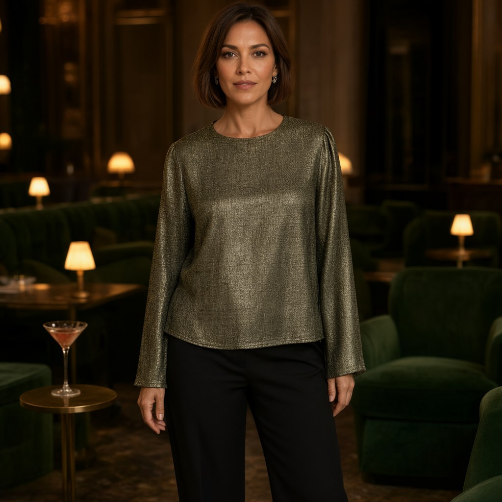 Blusa aguamarina con una modelo para mujer Angara Moda