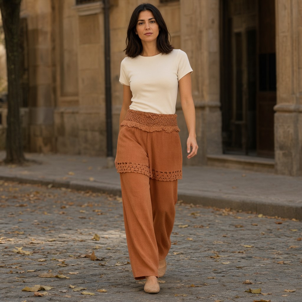 Pantalón corto Okapi con una modelo para mujer Angara Moda