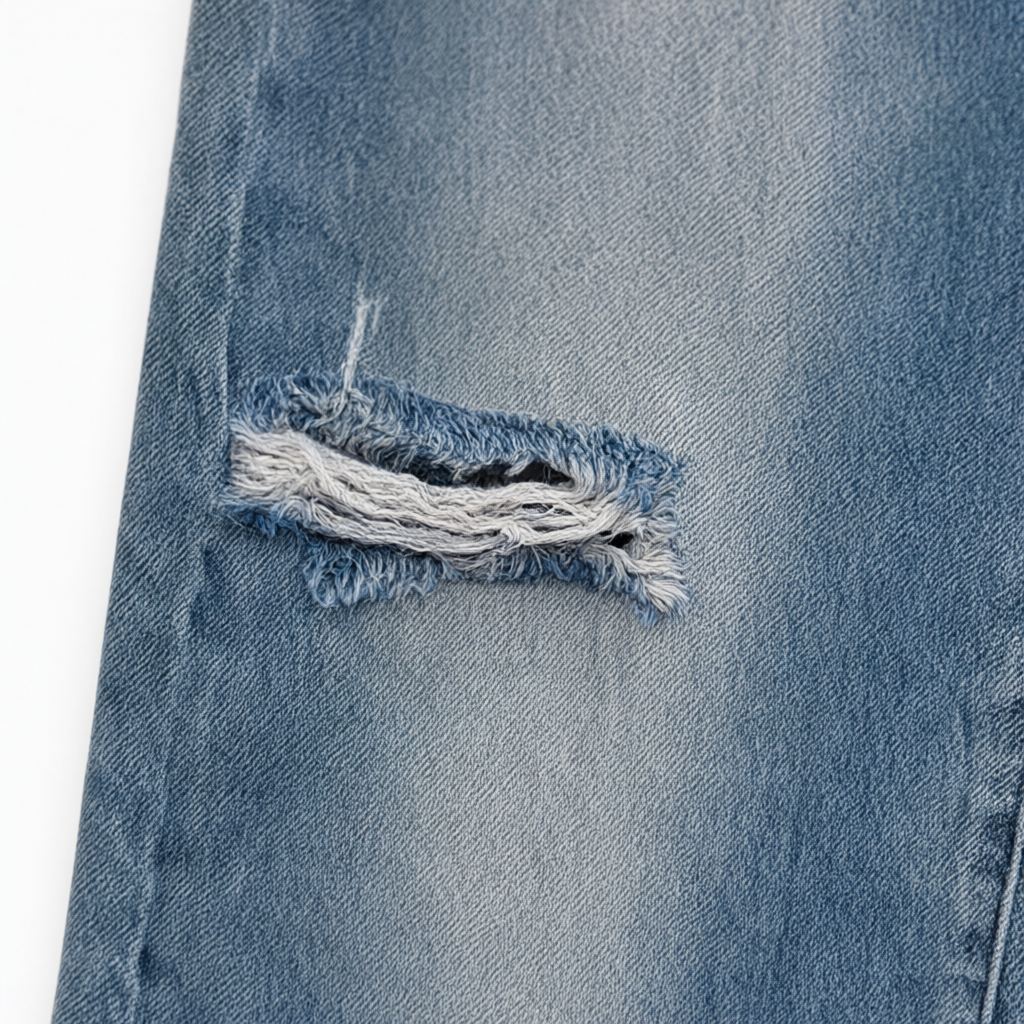 Detalle del tejido de Pantalon vaquero Corte gana para mujer Angara Moda