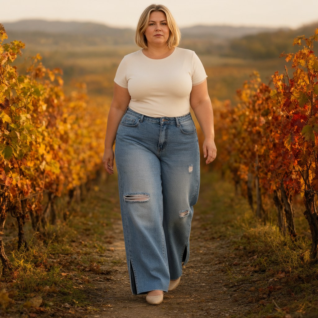 Pantalon vaquero Corte gana con una modelo para mujer Angara Moda