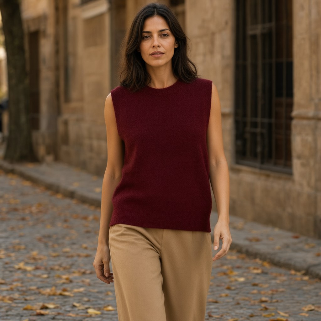 Chaleco dino con una modelo para mujer Angara Moda