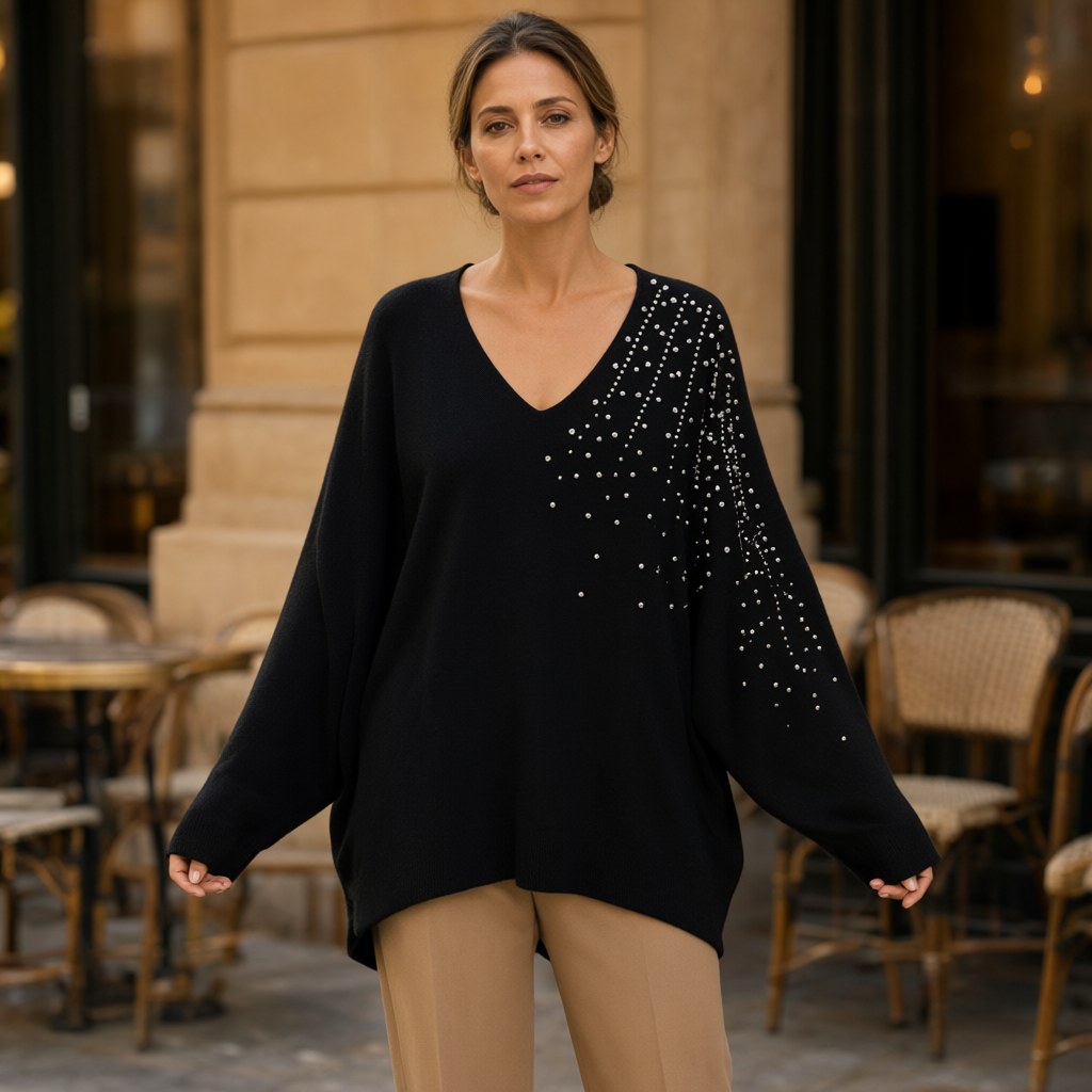 Jersey Urraca con una modelo para mujer Angara Moda