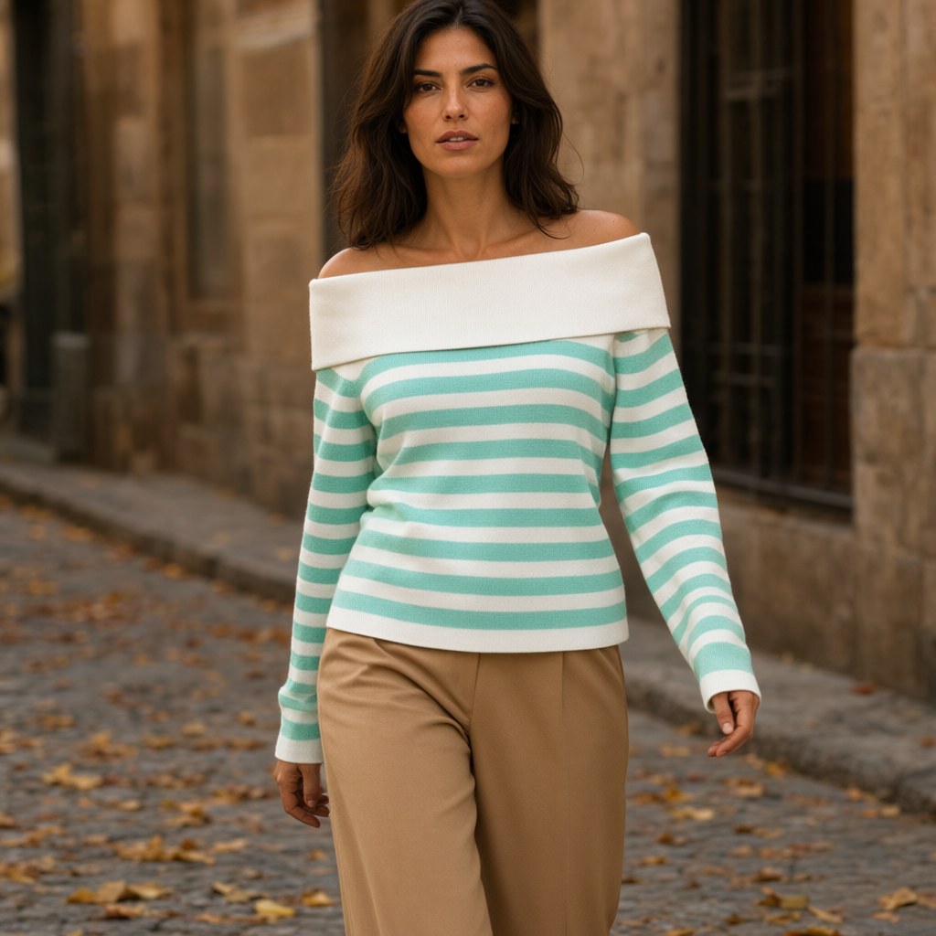 Jersey Jaco con una modelo para mujer Angara Moda