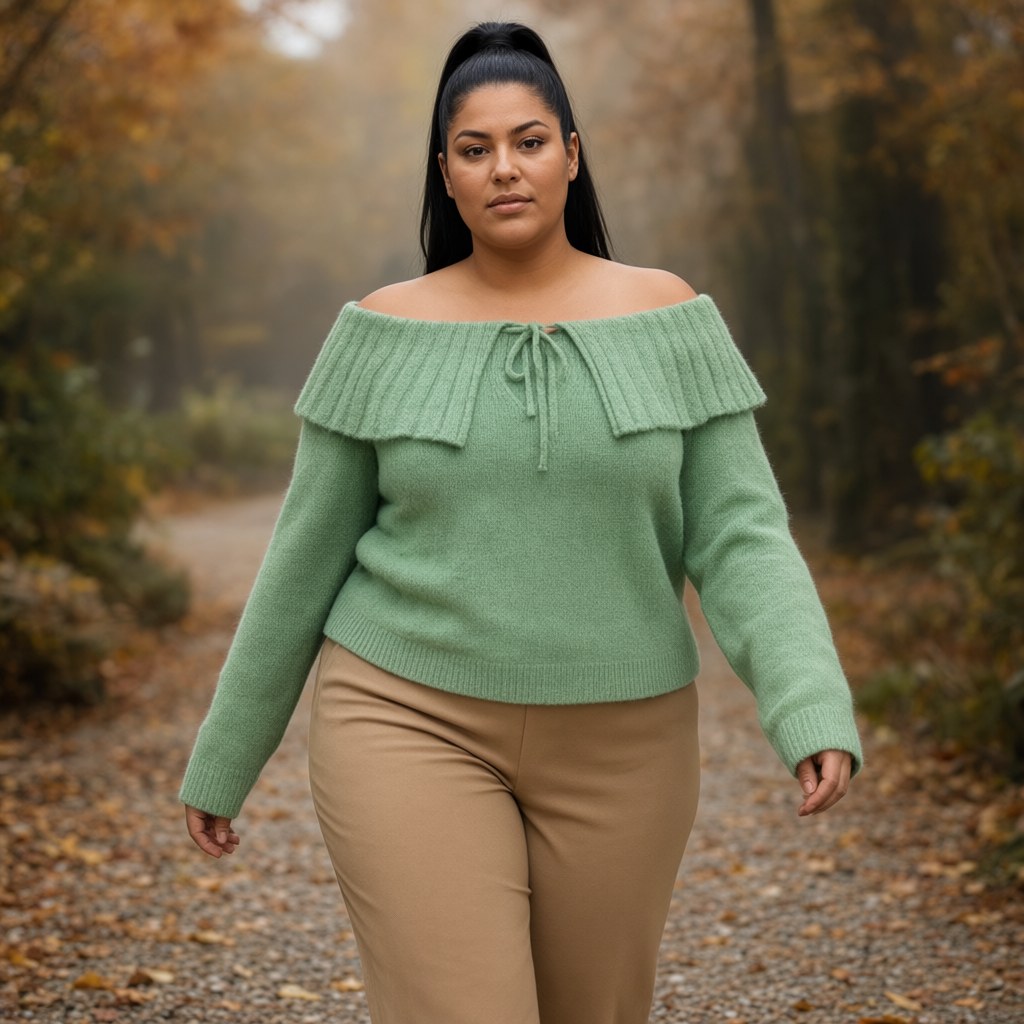Jersey Bulbul con una modelo para mujer Angara Moda