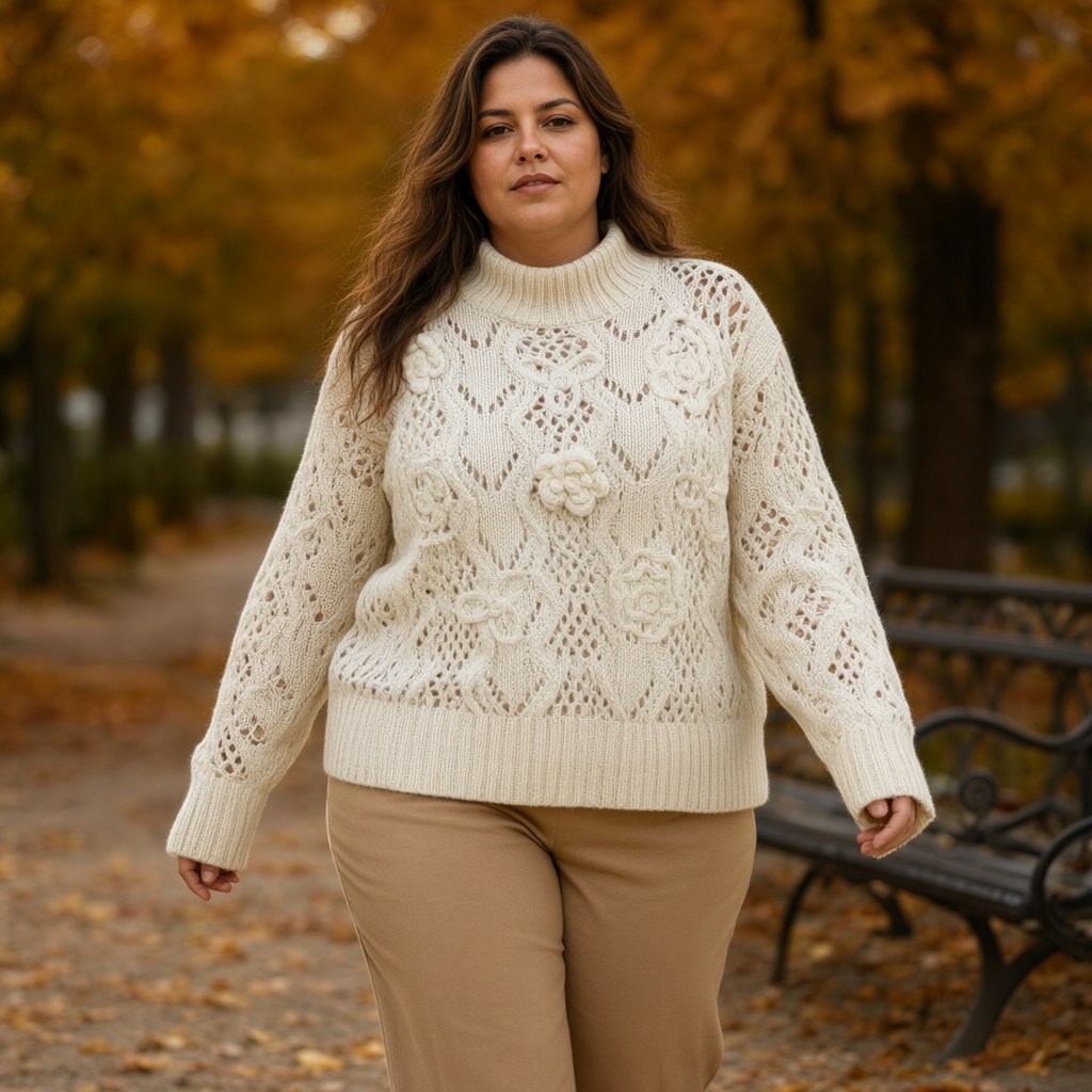 Jersey Turaco con una modelo para mujer Angara Moda
