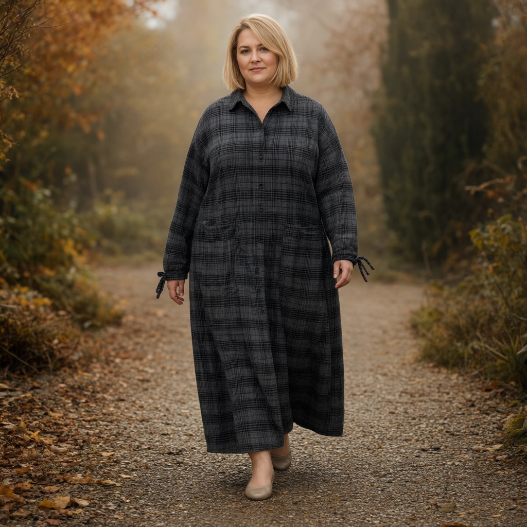 Vestido largo aki con una modelo para mujer Angara Moda